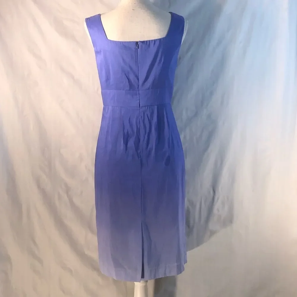 Antonio Melani Linen Light Blue Umbra Sleeveless Ruffled V Neck Sheath Dress 2 👍